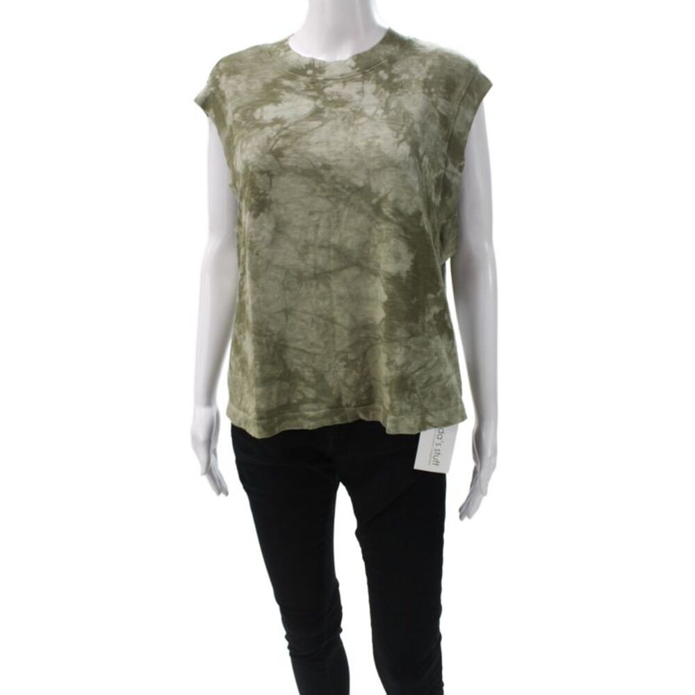 Cotton Citizen Womens Basic Sleeveless Green Cotton Crewneck T Shirt Size M